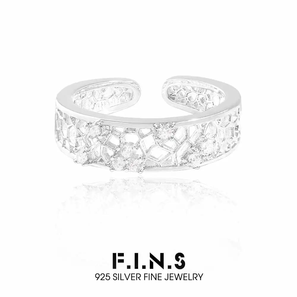 

F.I.N.S оригинальный корейский дизайн, полые кружевные кольца из стерлингового серебра S925 с цирконом, открытые регулируемые кольца с индексом CZ, ювелирные изделия для свадебной вечеринки