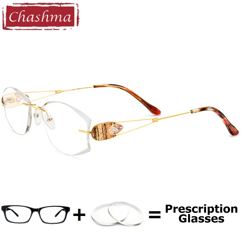 

Chashma Frameless Pure Titanium Eyewear Prescription Glasses Color Customize Graduate Optical Progressive Lenses Reading Glasses