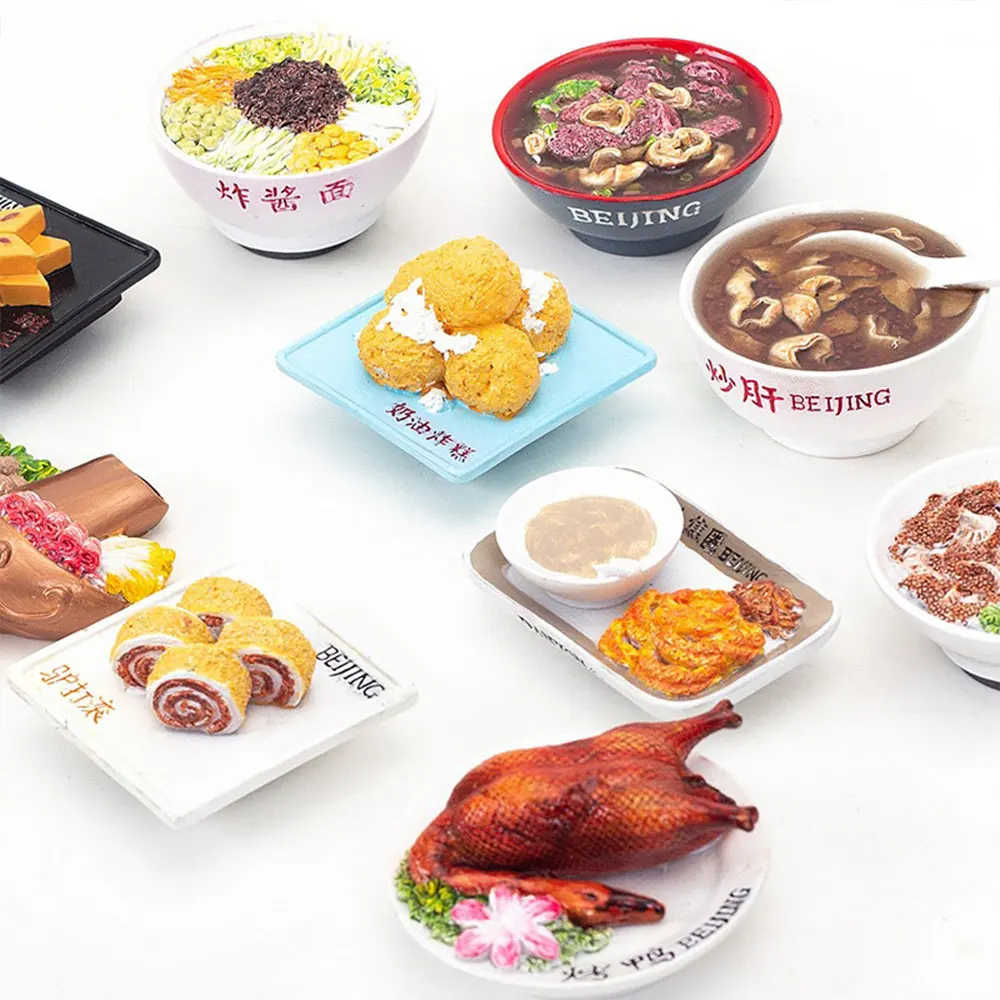 Olla caliente pato asado confitado Haws fideos fritos recuerdo turístico comida arte diseño decoración del hogar imán de nevera decoración de refrigerador