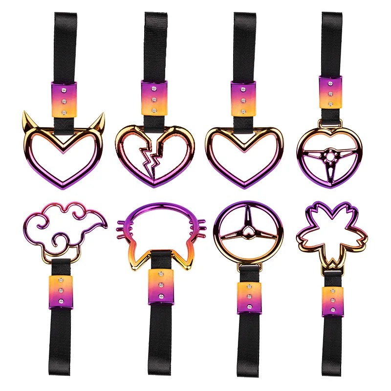 1PCS New JDM Tsurikawa  Handle Ring Heart Train Bus Hand Strap Styling Drift Charm Car Warning Tow Strap Hook