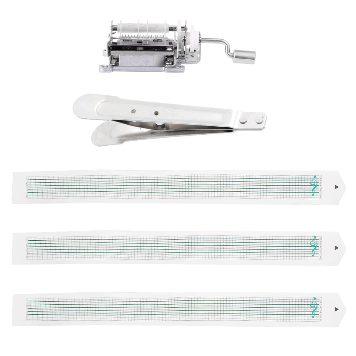 

3Pcs Music Box Movement Hand Crank Mechanical 15 Note Musical Box DIY Paper Tape Hole Puncher Compose Custom Tunes
