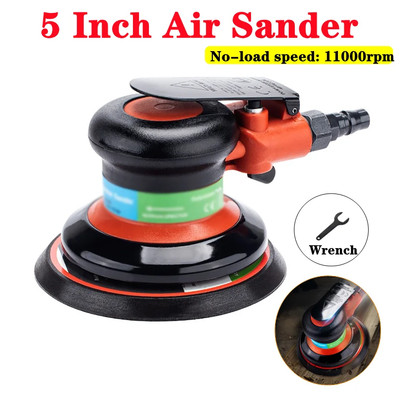 

5 Inch Pneumatic Air Sander Polisher for Car Polishing Waxing Stepless Speed Regulation Orbital Pneumatic Grinding Sander