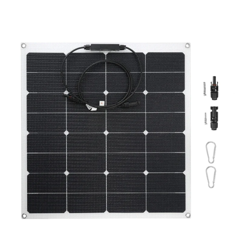 

ETFE 50W Solar Panel Flexible 18V Portable Solar Cell Energy Charger DIY Connector For Charging Power System Car Camping RV Boat