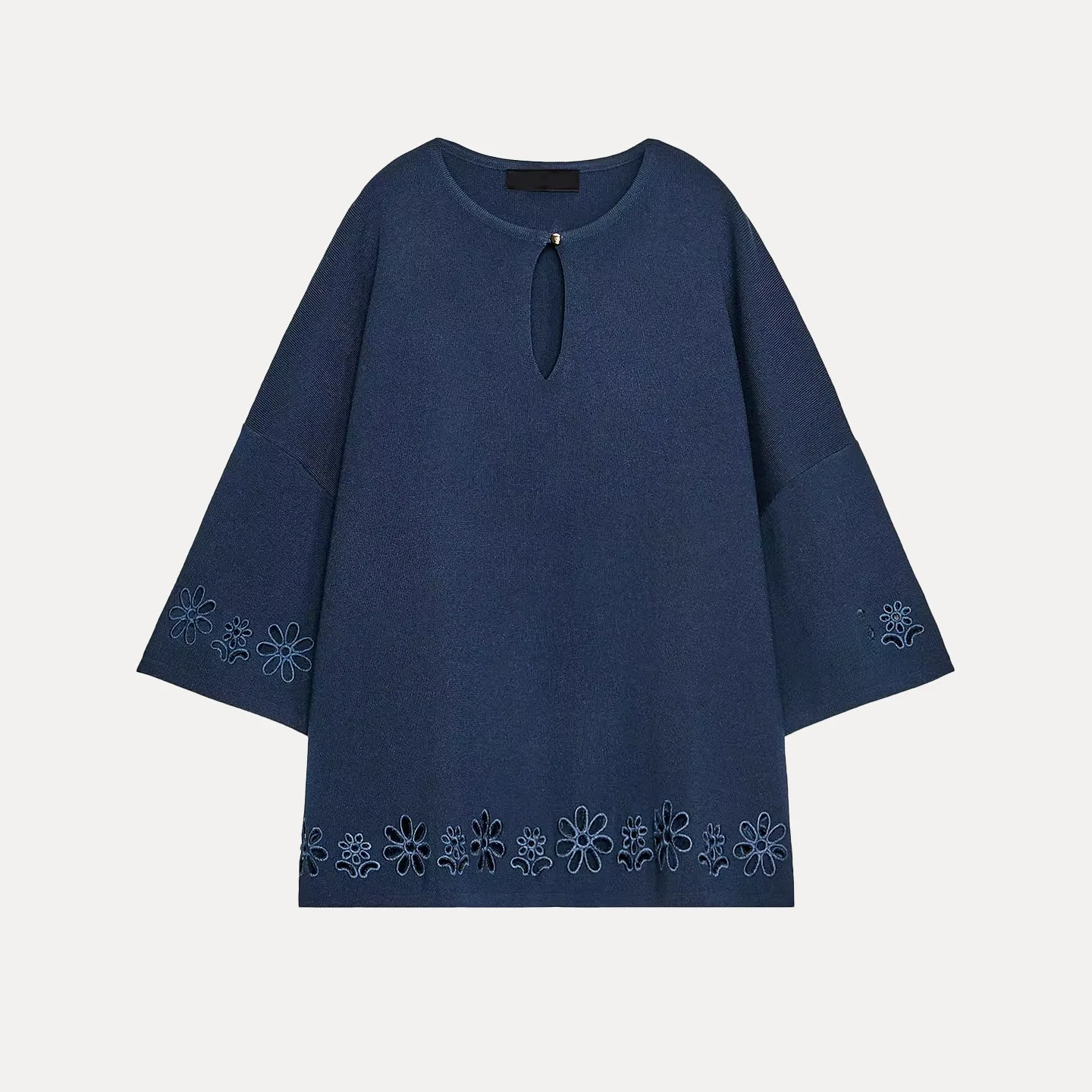 

Ele Casual Embroidered Knitted Top Women's Faion Hollow out Design Autumn 2025 New Arrival Z Brand Ladies' Sweater