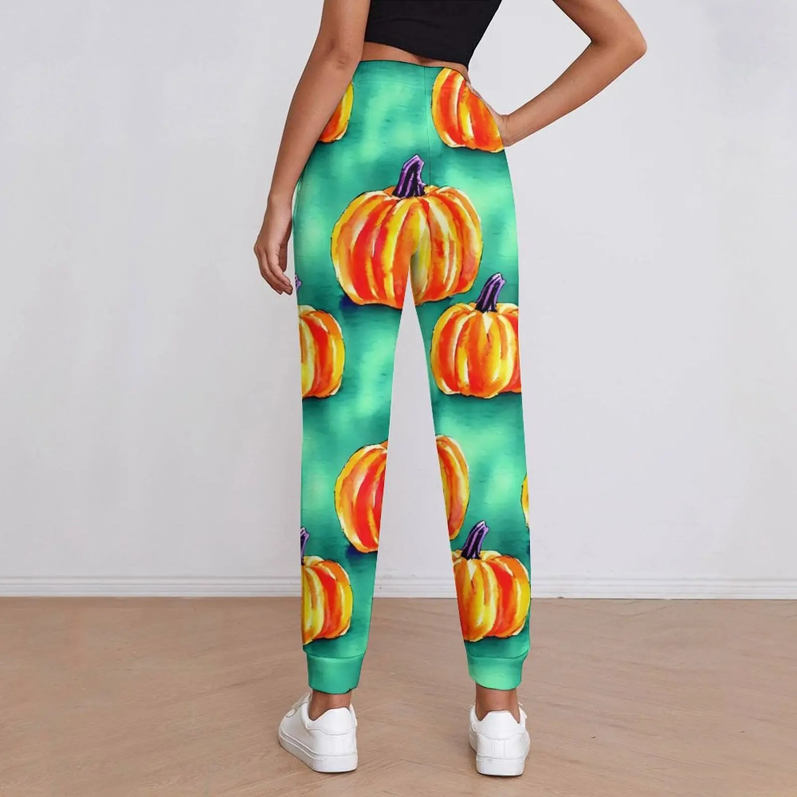 Pumpkins Jogger Pants Female Watercolor Halloween Vintage Sweatpants Autumn Graphic Harajuku Oversize Trousers Birthday Present