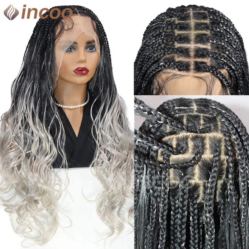 الفرنسية مجعد تجديل شعر مستعار الاصطناعية Cornrows صندوق شعر مستعار مضفر كامل الدنتلة امتدت نطاط الفرنسية الضفيرة جديلة جامبو الضفائر شعر مستعار