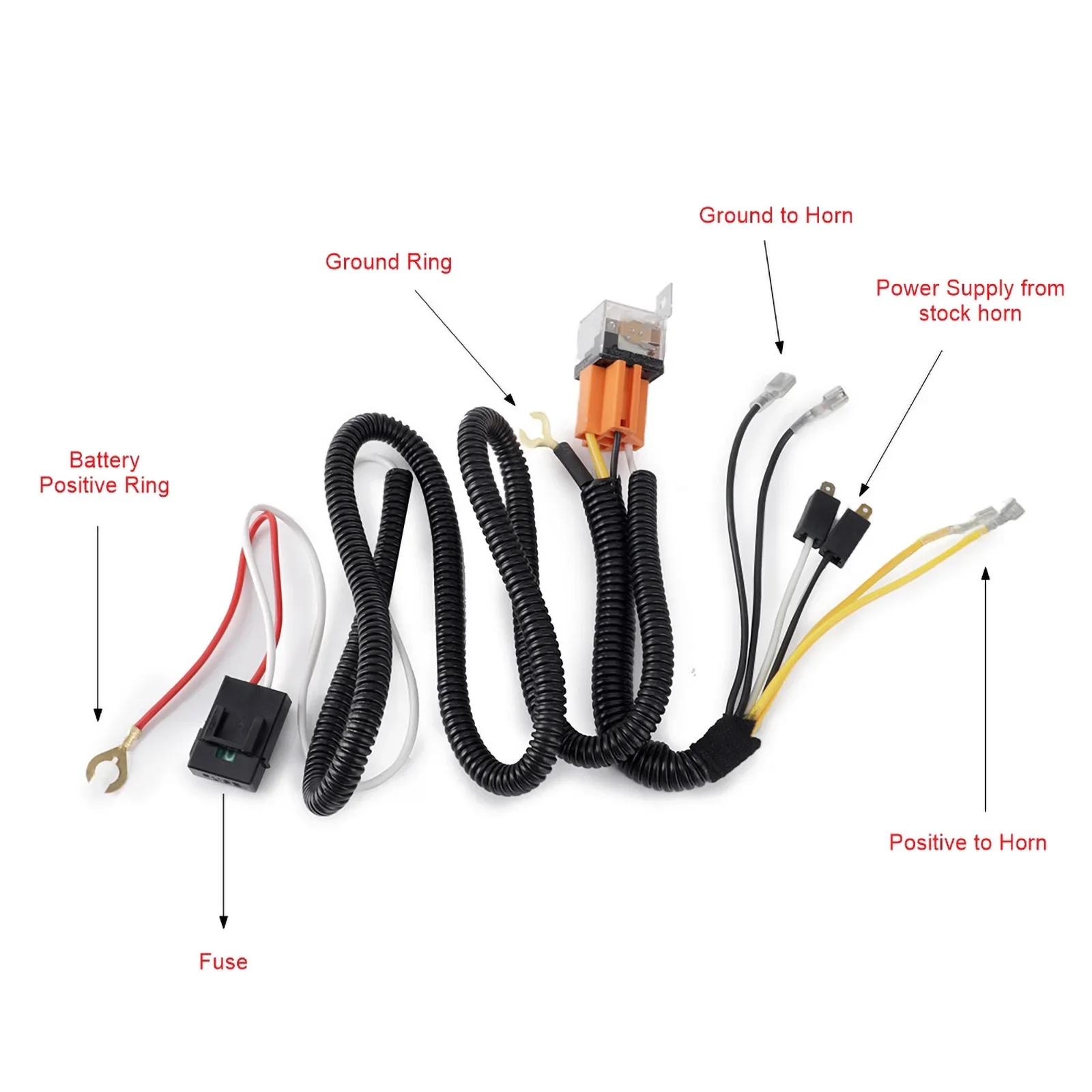 Universal Car Horns 12V Marine Horn For Grille Mount Blast Tone Motorcycle Horn Wire Wiring Harness Kit Car Truck Relay Fuse