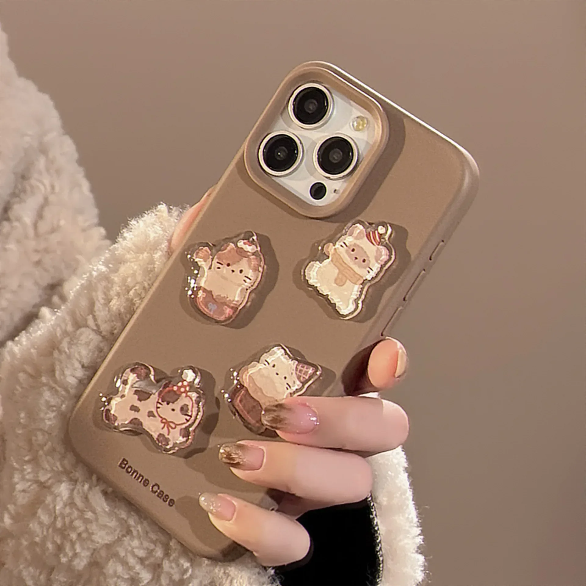 Etui na telefon Cute Brown Kitten Patch do iPhone'a 16 15 14 12 13 11 Pro ProMax Plus X XR Wstrząsoodporny pokrowiec na telefon