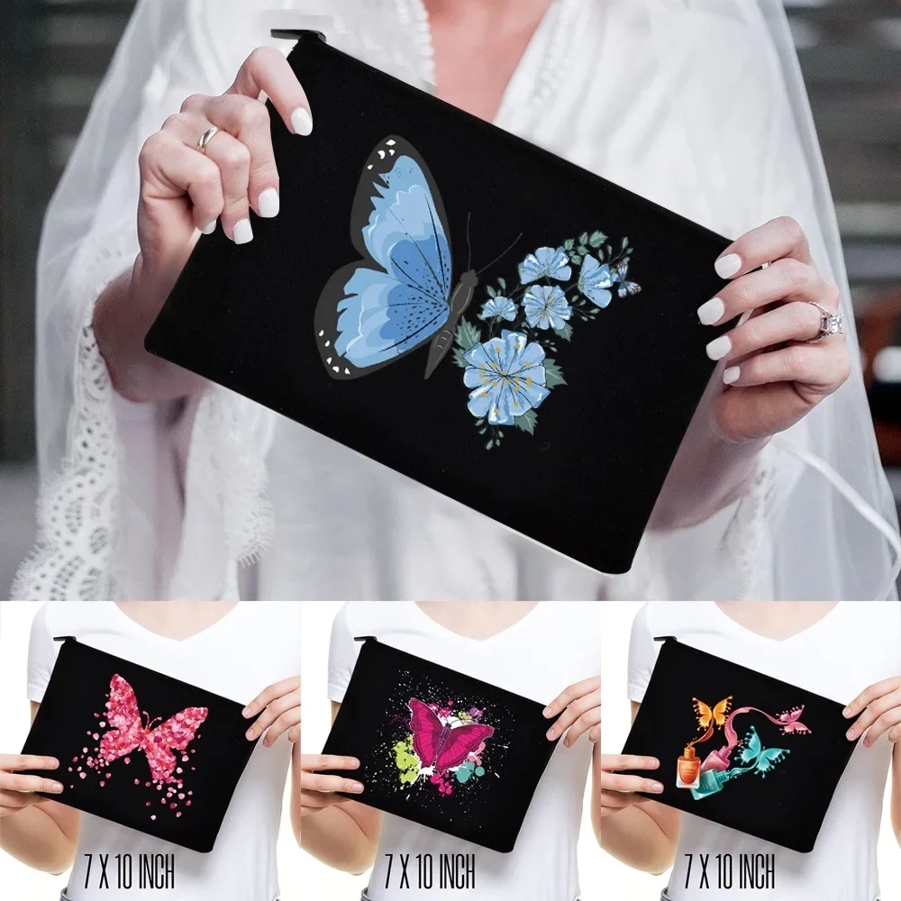 Cosmetic Bags Women Makeup Bag Beach Holiday Travel Butterfly Pattern Zipper Pouch Travel Toiletry Organizer Party Make Up Bag