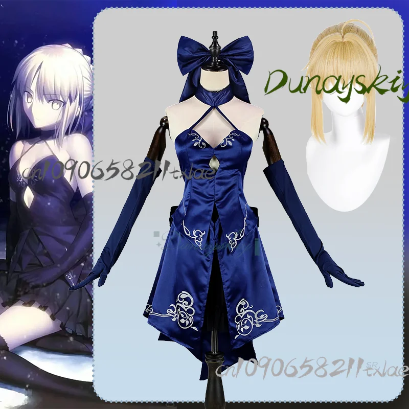 

Anime Games Cosplay Costumes Faate Altria Pendragon Alter Saber Wig Full Set Short Skirt Dress Uniform Carnival Suit