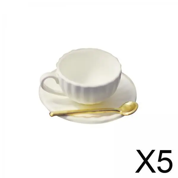 

Dollhouse Miniature Coffee Cup and Plate Set Alloy DIY Ornament Kitchen Decor for Doll House Decoration