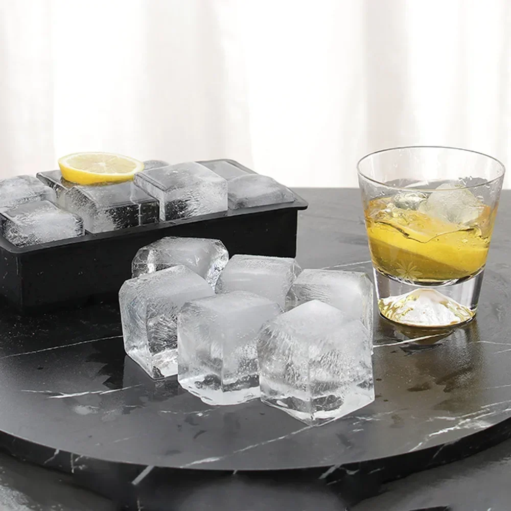 4/6/8 Grid Ice Cube Silicone Molds Ice Cube Maker Square Tray Mold Ice Ball Maker Ice Cube Tray with Lid for Whiskey Ice Mould