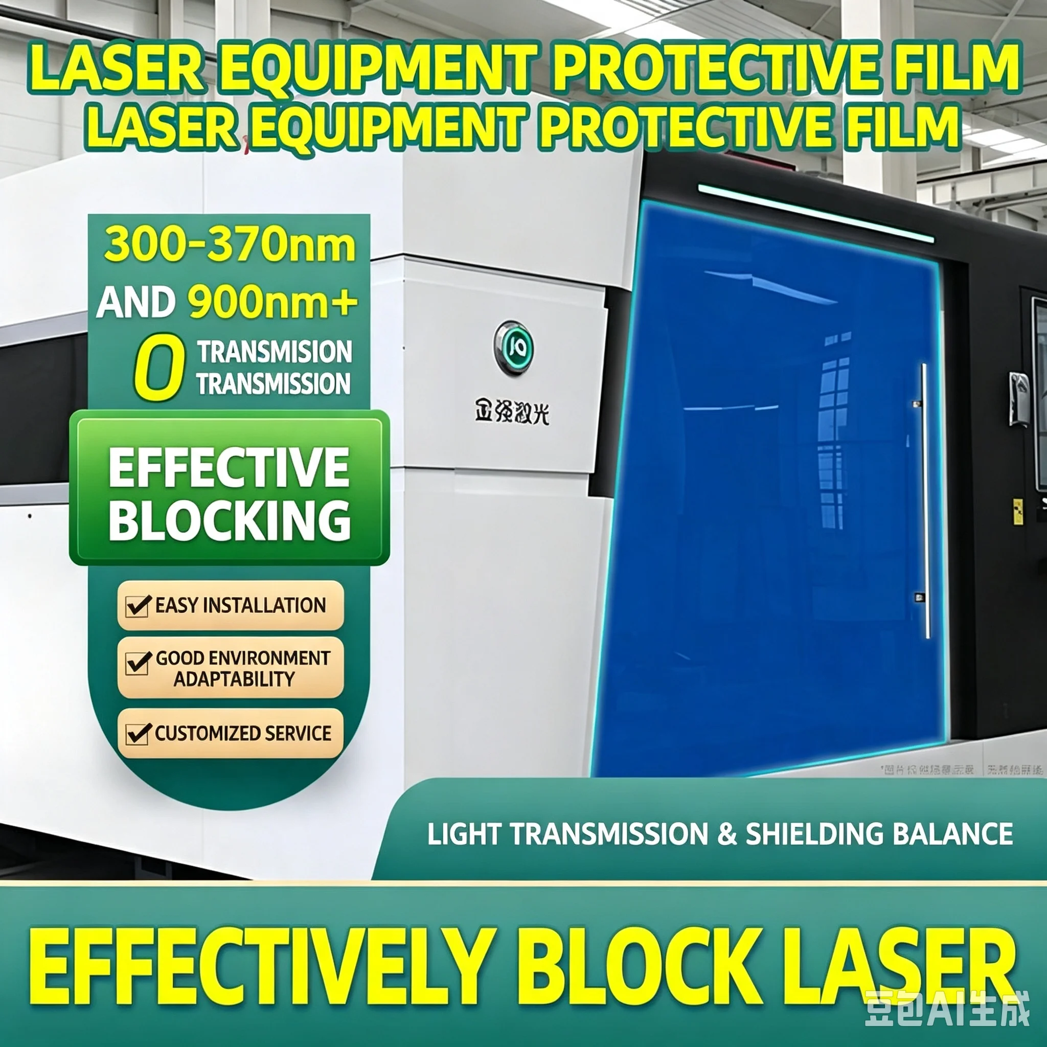 Laser Protective Film 1064nm Infrared Blocking Green Light Filter UV Cut Optical Film Window Glass Safety Film For CNC Equipment
