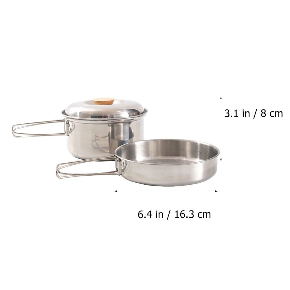 

Portable Camping Cookware Set 2 Pcs Soup Frying Pan Outdoor Cooking Supplies Hiking Gear High Temp Resistant