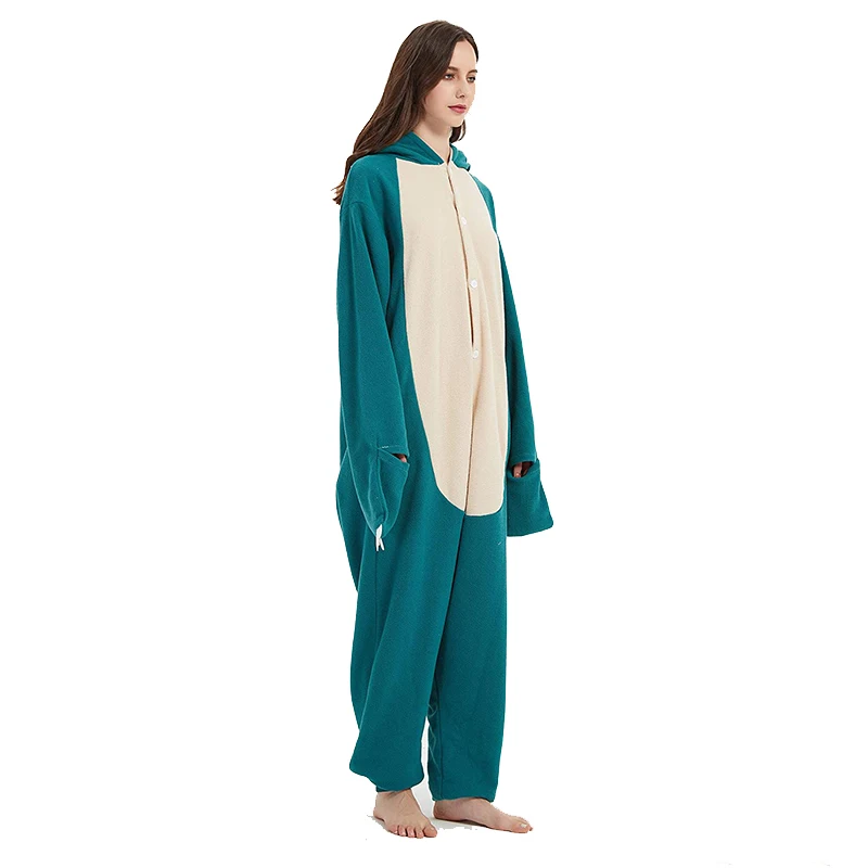 Snorlax Onesie Cosplay Kostüm Weihnachtspyjama Fleece Damen Einteiler Kigurumi Ganzkörper-Pijama Anime Ganzkörperanzug – Detail 2