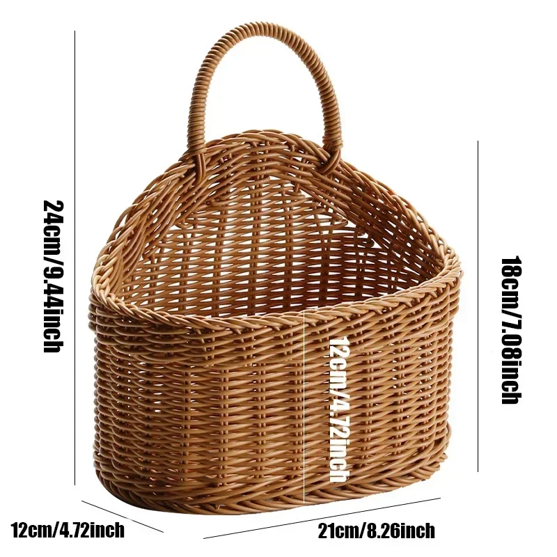 Handgewebter Hängender Rattan-Aufbewahrungskorb Weihnachtliche Wanddekoration Organizer für Küche Bad Kinderzimmer Schrank Café Blumentopf – Detail 16