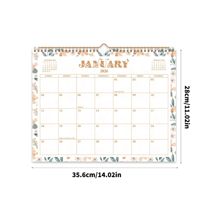

2026-2027 Wall Calendar Twin Coil Binding Calendar from Jan 2026 to Jun 2027