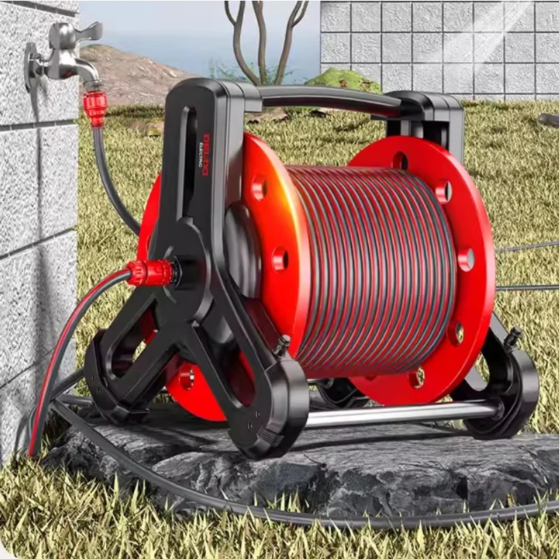 

Автоматическая система полива для огорода: шланг-гусак для капельного орошения, мини-катушка для шланга, настенное крепление