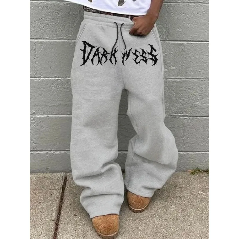 

Мужские спортивные брюки прямого кроя в готическом стиле с буквенным принтом, универсальные, подходят для тренировок и ношения в любое время года.