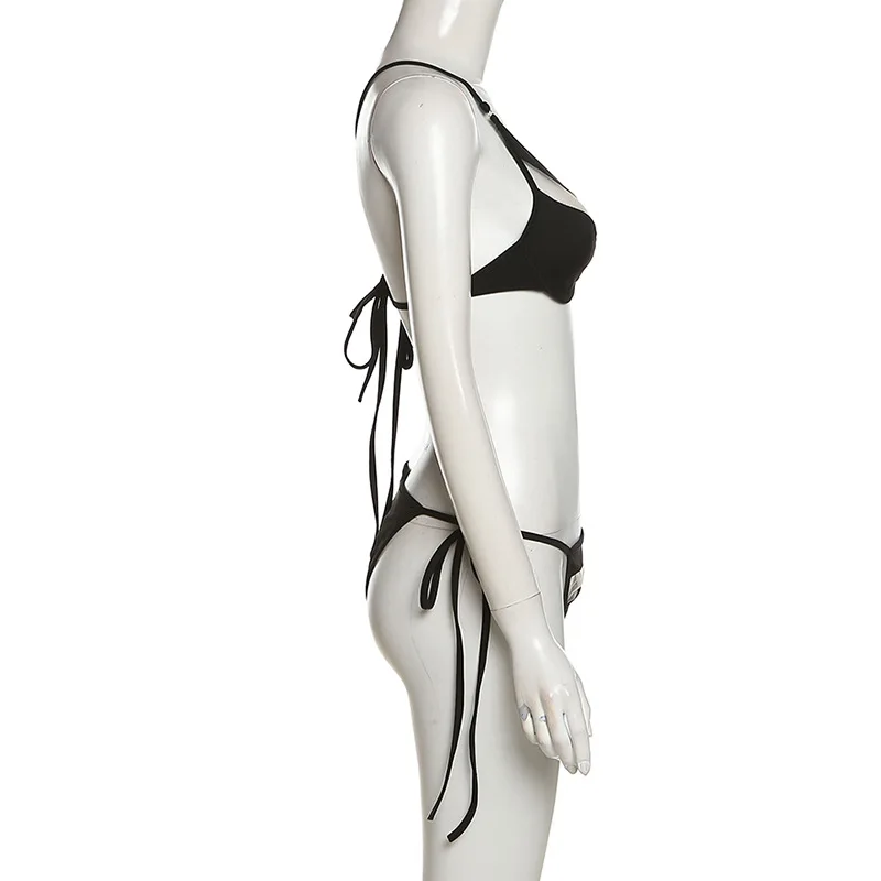 Eine Schulter Mesh Bikinis Bügel V-Bar Bikini Frauen Bademode Weiblichen Badeanzug Zwei-stück Bikini Set Push-Up Badeanzug schwimmen