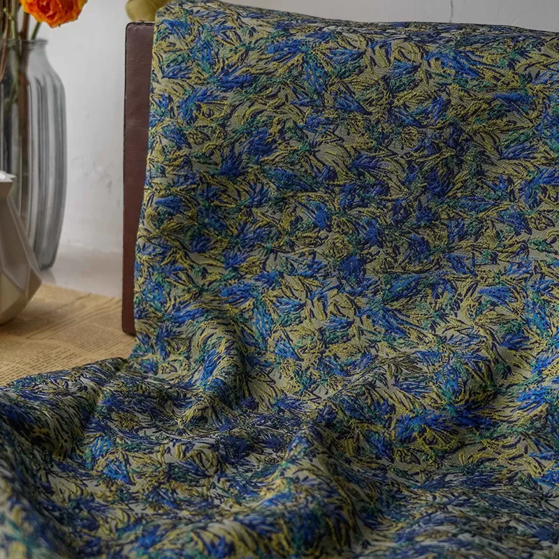 1 meter Classic Retro Embossed Yarn Dyed Jacquard Fabric Oil Painting Style Spring Autumn Dress Diy Sewing Fabric