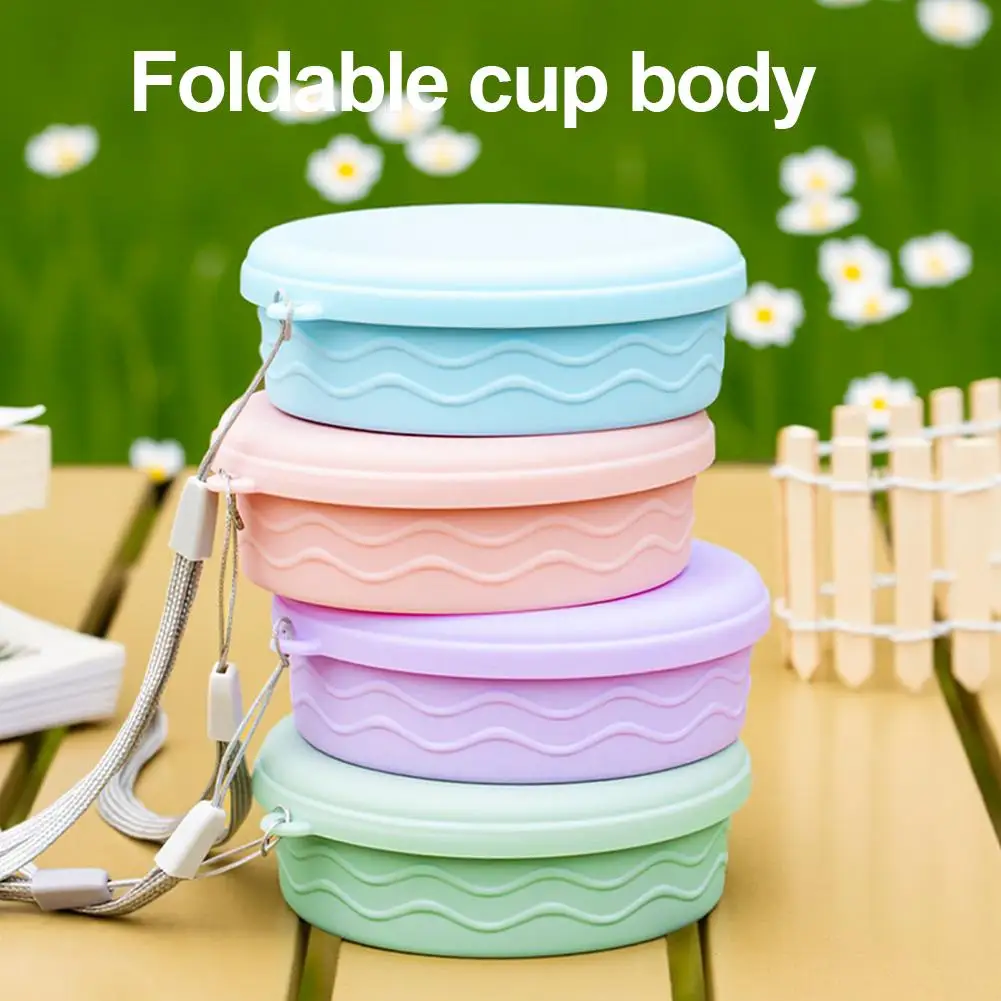 Foldable Silicone Cup With Lid Portable Travel Mug Collapsible Coffee Water Cups Eco Friendly Outdoor Camping Drinkware view 4