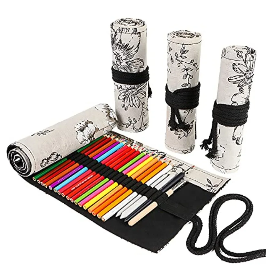 

36/48/72 Colored Pencil Wrap Roll Holder Coloring Pencils Organizer Holder Colored Pen Paint Brush Storage Pouch Portable for A