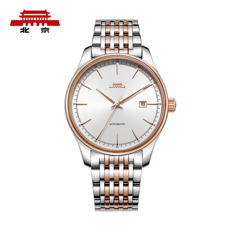 Automatic mechanical watch men's classic waterproof calendar through the bottom business gift Beijing men's watch
