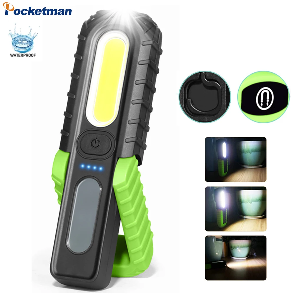 

Portable 2-in-1 Rechargeable Led COB Flashlight for Outdoor Camping Fishing Hiking Emergency Car Repairing Emergency Work Light