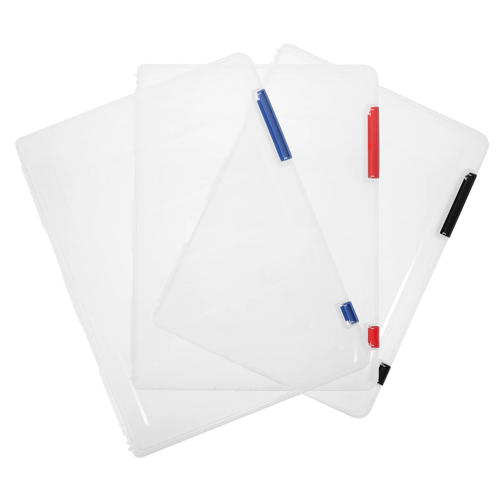 

3Pcs File Storage Box Buckle Closure Stackable A4 Document Organizer Photo Storage Scrapbook Paper Holder Plastic Case