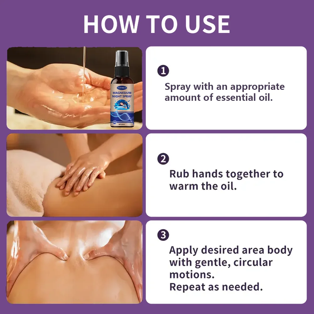 UITIKUE بخاخ استرخاء المغنيسيوم 30 مل - زيت اللافندر للتدليك والنوم، تركيبة نباتية، العناية بالبشرة اللطيفة