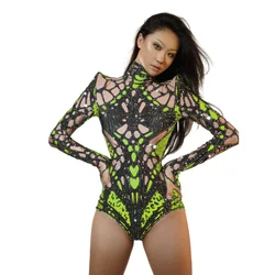 Women's Fashion Rhinestone Elastic Color Blocked Jumpsuit New Fashion Custom Women's Nightclub Clothing Chongdong