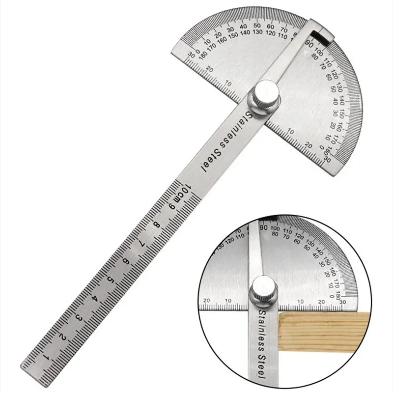 Angle Meter Measure Protractor Ruler Metal Finder 180 Degree Guage Goniometer Stainless Steel Woodworking Wood Measurement Tool