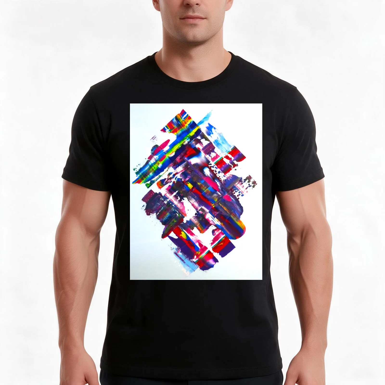 Fusion by Andrzej Dudek Art T-Shirt, Summer Casual Cotton Tee, Oversized Streetwear Tops, Vintage Graphic Print, 100% Cotton
