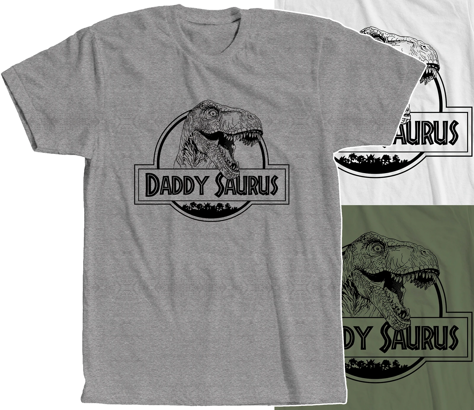 Daddy Saurus T-Rex Dinosaur T-Shirt Fathers Day Birthday Gift Retro 90s USA