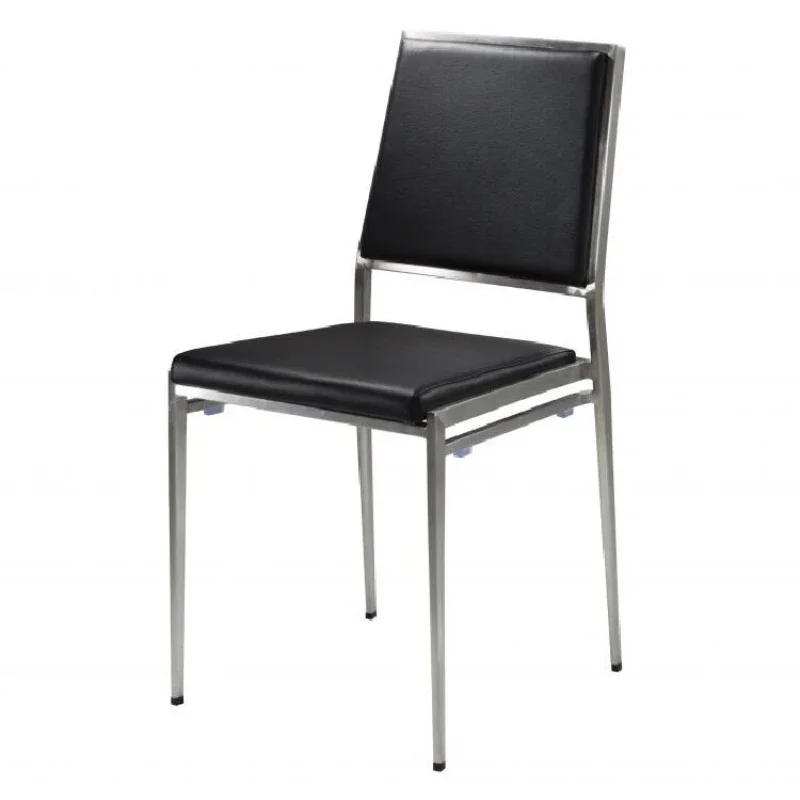 Stainless steel chair, stackable leather dining chair, industrial style barbecue shop, restaurant backrest soft bag chair 5