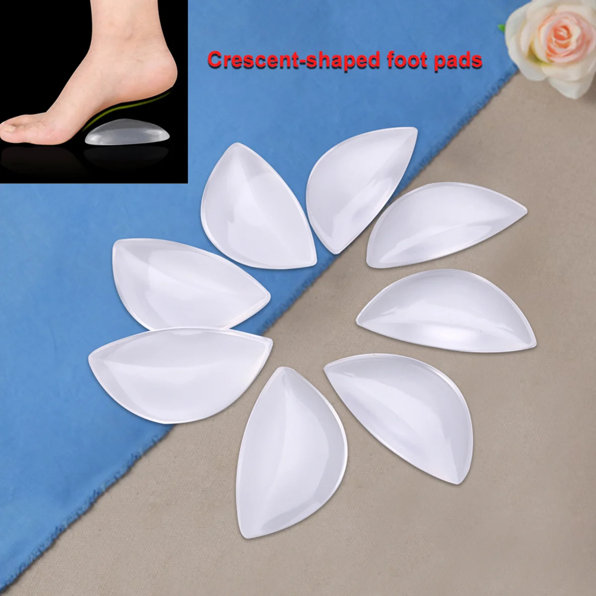 

Adhesive Arch Support Gel Insoles Flat Transparent Silicone Foot Pads Cushion Inserts For Weak Fallen Arches