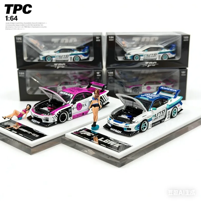 

TPC 1:64 Nissan LBWK S15 die-cast alloy car model, boys' holiday gift toy, adult collection piece.