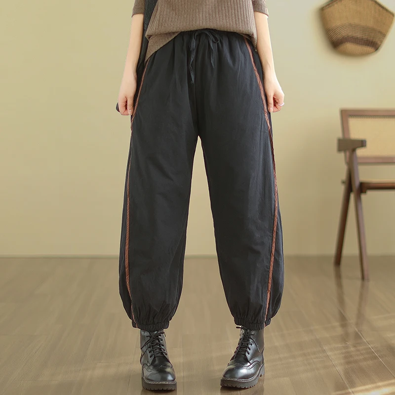Women's Lightweight down Cotton Pants Loose Harlan Thiened Winter Faionable Outerwear Windproof Warm Trousers