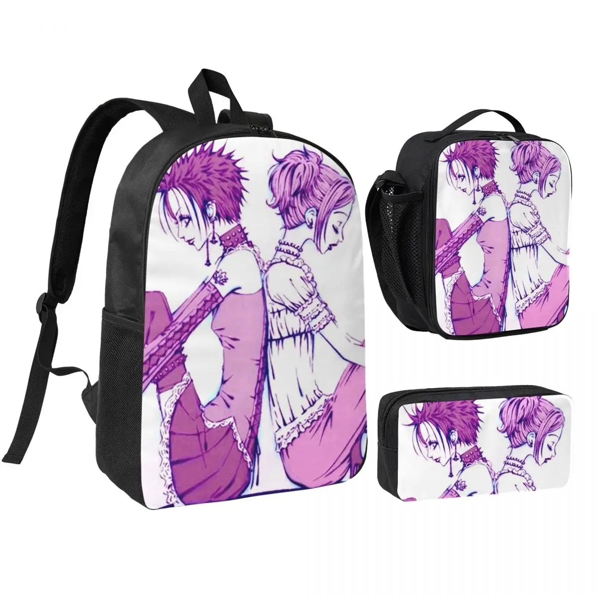 

Shoujo Manga Anime Nana Backpack Boys Girls BookBag School Bag Computer Shoulder Bags 3ps Insulated Lunch Bag Pencil Case