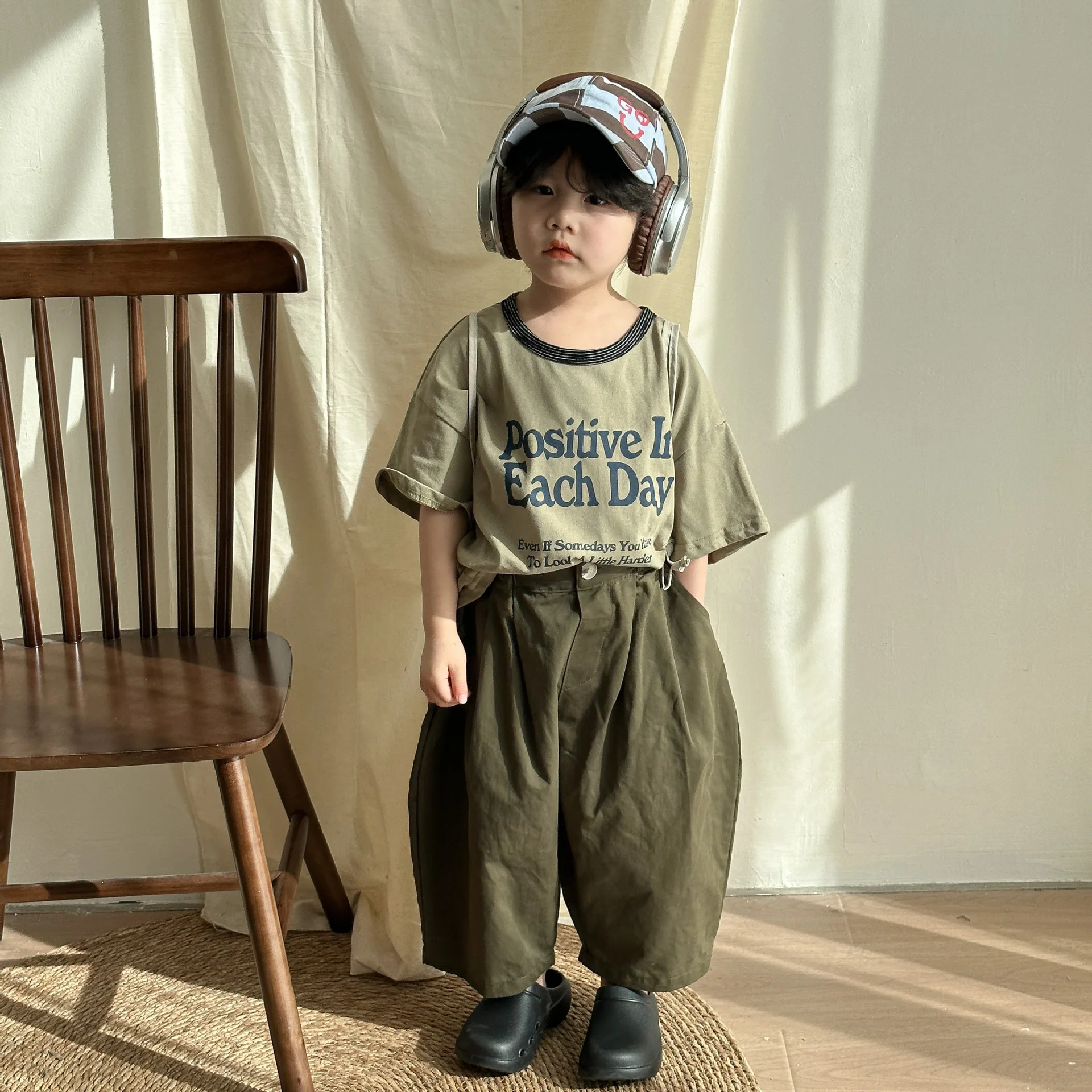 2024 Summer Loose Boy Baby Letter Print Short Sleeves T-shirt Girl Children Fashion Cotton Tees Kid Casual Tops Toddler T Shirt