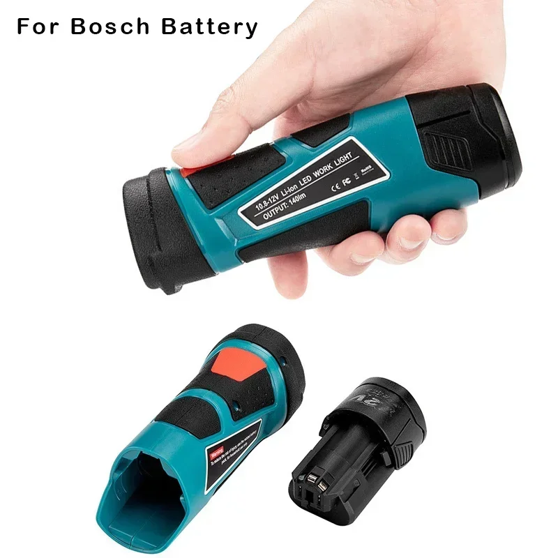 For Bosch 3W LED Working Light 10.8V-12V Portable Handheld Light (NO Battery,NO Charger) Lithium Rechargeable Lamps Flashlight