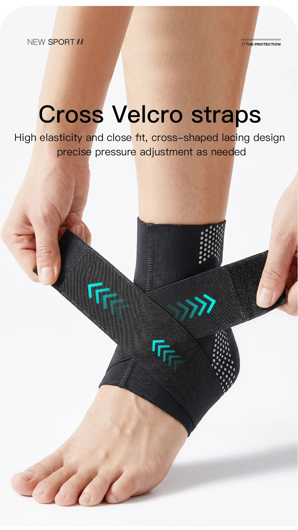 1Pc VILICO Breathable Adjustable Ankle Brace, Silicone Padded Sports Ankle Support, Unisex Brace for Running, Fitness and Daily