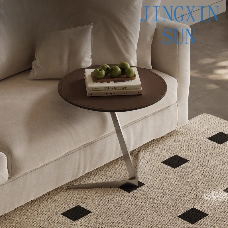 Minimalist round sofa edge corner few light luxury high-end small coffee table simple modern creativity