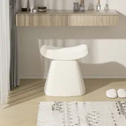 FULLLOVE-taburete minimalista de terciopelo de cordero para el hogar, taburete de estilo europeo para tocador, muebles de sala de estar, taburete de maquillaje para dormitorio, 2023