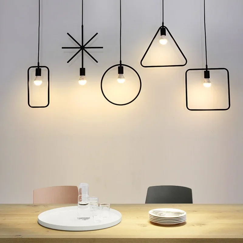 

Nordic Modern Minimalist Restaurant Geometric Chandelier Originality Personality Living Room Clothing Shop Bar Industrial Light