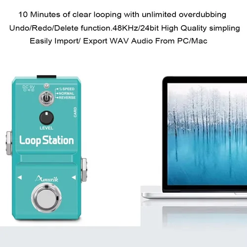 Imagen 2 del producto Amuzik-teclado de bajo para guitarra, Pedal Looper rítmico, estación de bucle con efecto, Overdub ilimitado, grabación de 10 minutos, tarjeta de memoria compatible