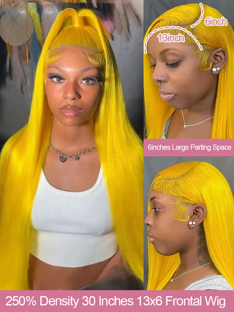 30 40 Inches Light Yellow Straight 13x6 HD Lace Frontal Wigs Human Hair 613 Colored 13x4 Lace Front Wig For Women Pre Plucked image 3