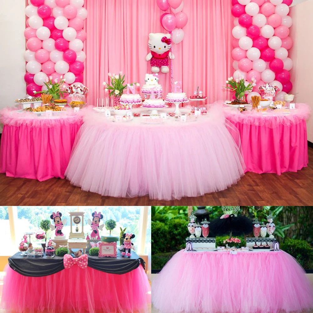 1Pcs 15 Colors Tulle Table Skirt DIY Tutu Tableware Skirts For Wedding Birthday Decoration Baby Shower Favors Party Home Textile