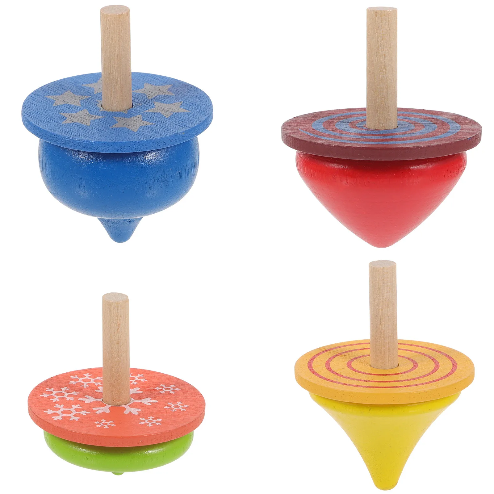 

4Pcs Wooden Spinning Tops for Kids Premium Handmade Colorful Gyro Game Educational Mini Top Exercise Hand-Eye Coordination Fun